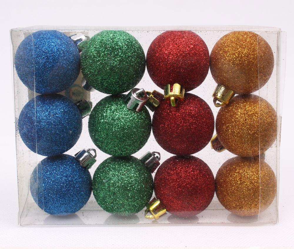 Popular Glitter baratos Navidad chuchería decoración