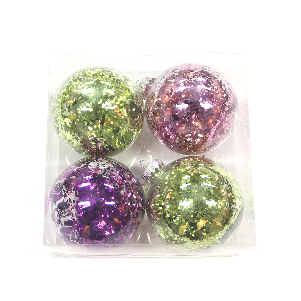 Promotional plastic Christmas transparent ball with ornaments