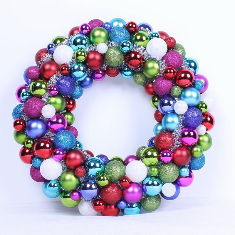 Wreath made with shatterproof Christmas ball decoration