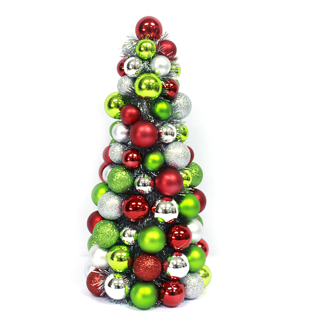 Mini Kunststoff Christmas Ball Ornament Tree mit Flitter
