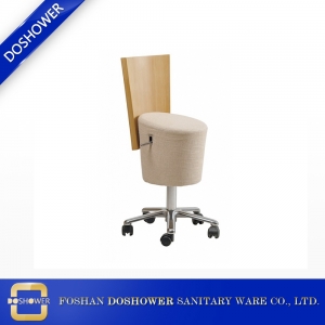 Adjutable height stylish stool with wooden backrest and chrome base Professional Salon Stool
