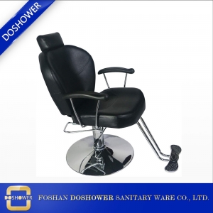 Cadeira de barbeiro da China Doshower Black Hydraulic com apoio de cabeça para apoio para os pés do fornecedor de cadeira de barbeiro de alumínio