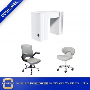 Customized Luxury White Nail Table With Customer Chair Nail Bar Station Wholesale China DS-N91013 SET
