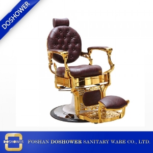 Professional High Quality Hydraulic Reclining Barber Chair Classic Vintage Style Burgundy & Gold