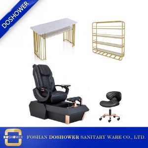 Rose Gold Pedicure Spa Chair com Nail Table Set Luxury Salon Equipment Atacado DS-W1900B SET