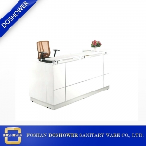 Small Modern Gloss White Reception Desk with Quartz Counter TOP DS-W1847