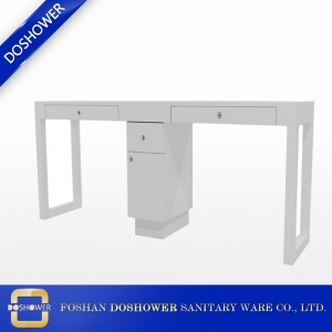 現代白い二重マニキュアテーブルが付いている安いネイルサロンテーブル安いネイルテーブル