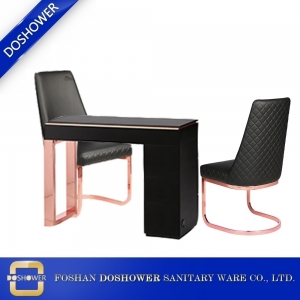 china high quality rose gold manicure table with gold customer chairs manufacturer DS-N1900