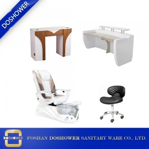 creme branco pedicure cadeira mesa moderna manicure suprimentos e fabricante china DS-W18173B SET