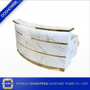 中国のサロン家具のための白いレセプションデスクが付いている金大理石の受付机メーカー