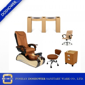 gold nail salon pedicure chair with double manicure table of wholeset salon package wholesale