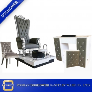 灰色の玉座ペディキュア椅子とマニキュアテーブルセット高級アロン家具pacakge DS-ThroneB SET