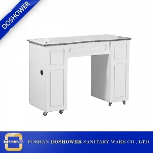 Mais barato moderno mármore manicure mesa salão de unhas branco fabricante de mesa de unhas de madeira DS-N1929