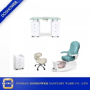 Mobiliário de salão de unhas manicure mesa e cadeira conjunto com pedicure pé massagem spa cadeira pedicure chinelos para atacado DS-W1959 SET