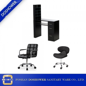 mesa y silla de manicura negra de salón de spa para mayorista y fabricante de muebles de salón de uñas china DS-W1752 SET