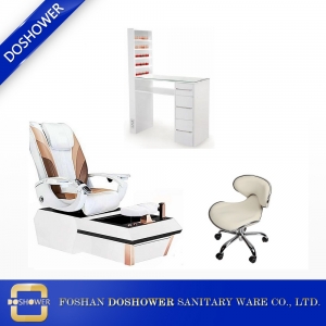 Spa kaynağı toptan tırnak salonu mobilya lüks beyaz spa pedikür sandalye ve manikür masa seti malzemeleri DS-W9001 SETI