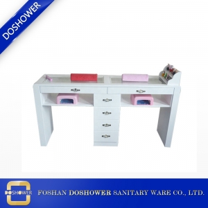 Beyaz çift manikür masa toptan ahşap güzellik salonu tırnak masası tırnak salonu mobilya DS-N1