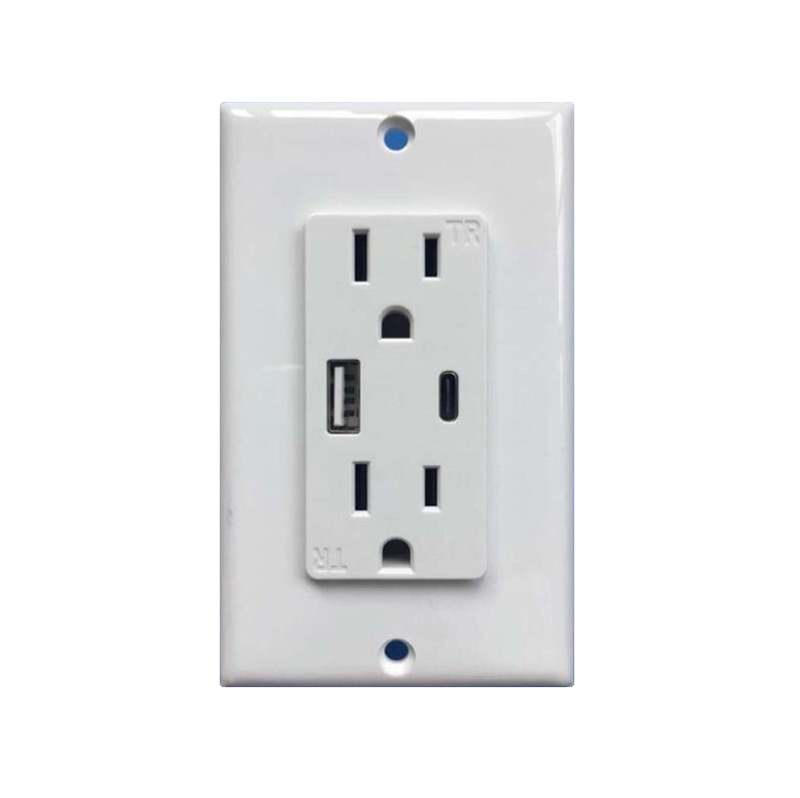 Fast charging Type-C QC 3.0 Quick Charge USA wall outlets with USB 5V 2.1A