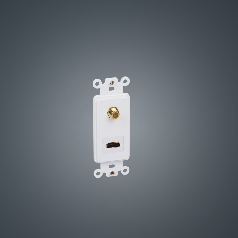 Multi-functional combination wall panel, F type female coaxial RF connector +HDMI female jack panel