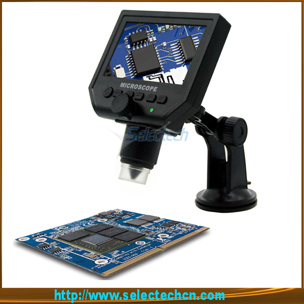 SE-G600 4.3 polegadas HD 3.6MP CCD microscópio eletrônico de vídeo digital eletrônico portátil com aumento contínuo de 1-600X