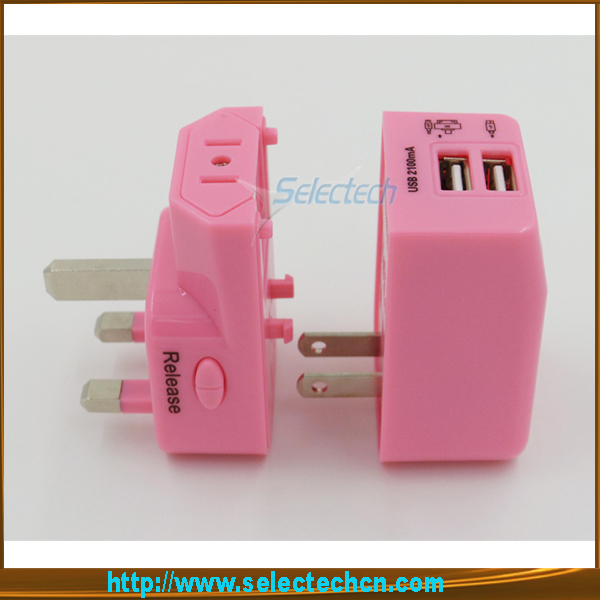 Уникальный дизайн двойной USB Schuko Plug адаптер универсальный и 2.1A Выход SE-MT82-2.1A