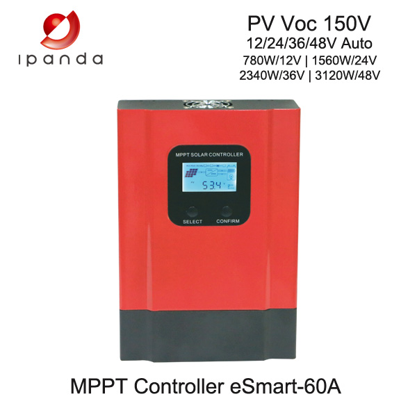 Controlador de cargador solar MPPT 12V 24V 36V 48V 60A 150VDC para sistema solar doméstico