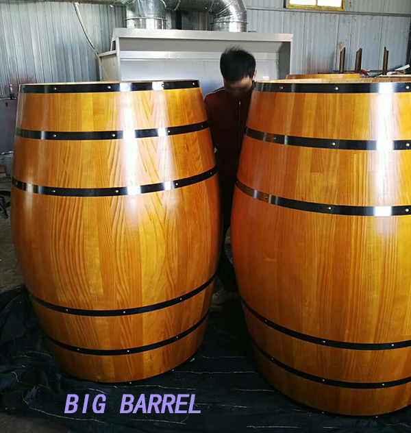 225L decorative pine wood whisky barrel table