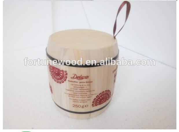 Cacao bean wood mini keg for packaging