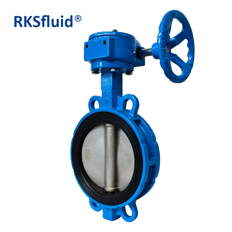 6inch DN150 PN25 SS431 stem wafer butterfly valve with gearbox and handwheel