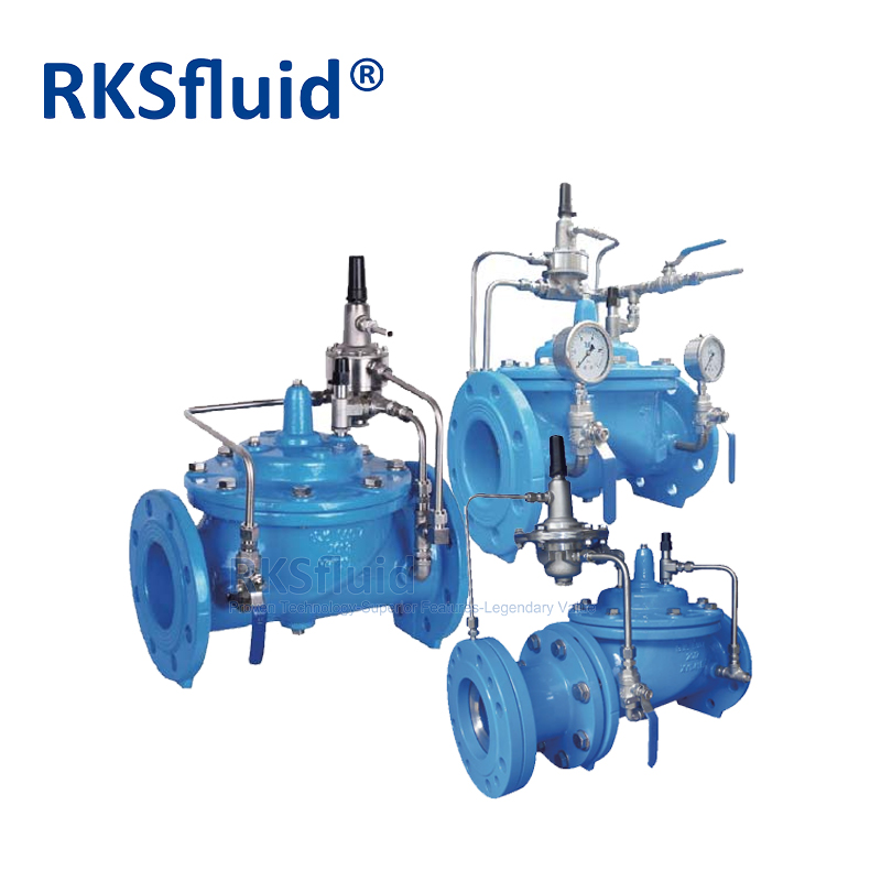 ANSI JIS Automatische Hydraulikströmungsregelventil Wasser duktile Eisen mit zwei Stufe Druckreduzierung Ventilsteuerventil PN10 PN16