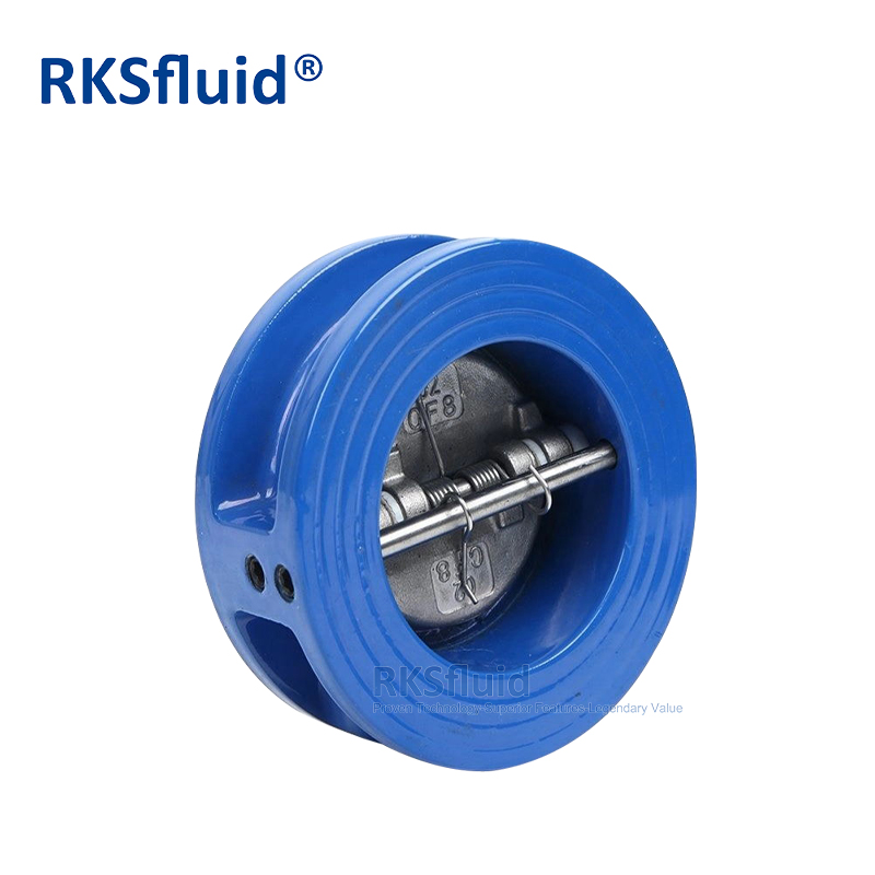 RKSfluid 워터 밸브 EPDM NBR 좌석 연성 철제 웨이퍼 듀얼 플레이트 체크 밸브 DN200 PN16 ANSI