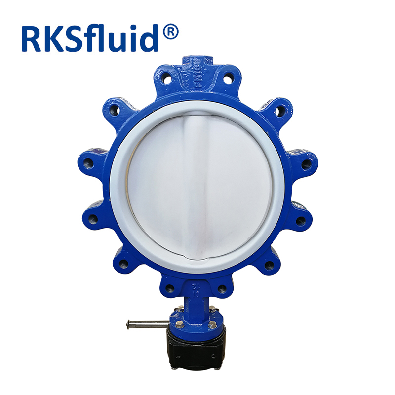 Ansi Carbon Steel Wafer Lug Type Ptfe Lined Butterfly Valve DN300 PN10 해수 용.