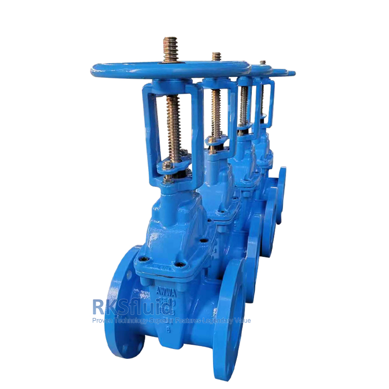 AWWA Ductile Iron DN100 DN150 DN350 Rising Stem Metal Seated Flange Gate Valve for Water Treatment