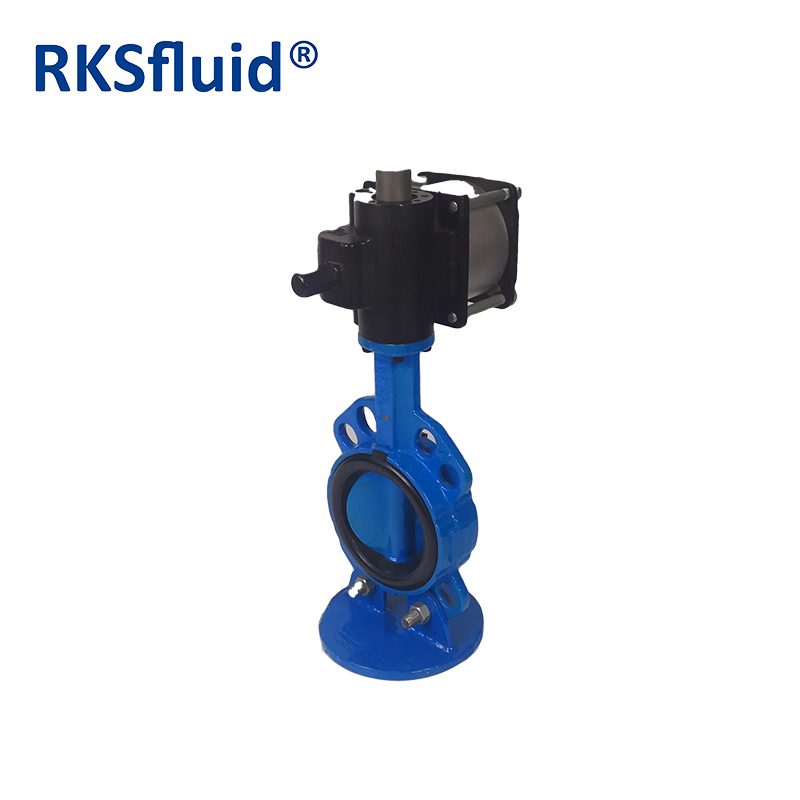 Chinese China butterfly valve DN100 4IN wafer lug  pneumatic actuator