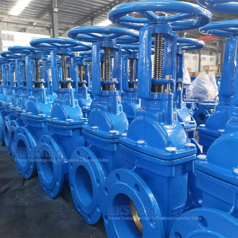 مصنع صمام المياه الصيني AWWA C500 DUCTILE الحديد الزهر الصاعد المعدني الجذعية صمام البوابة PN10 PN16 CLASS150