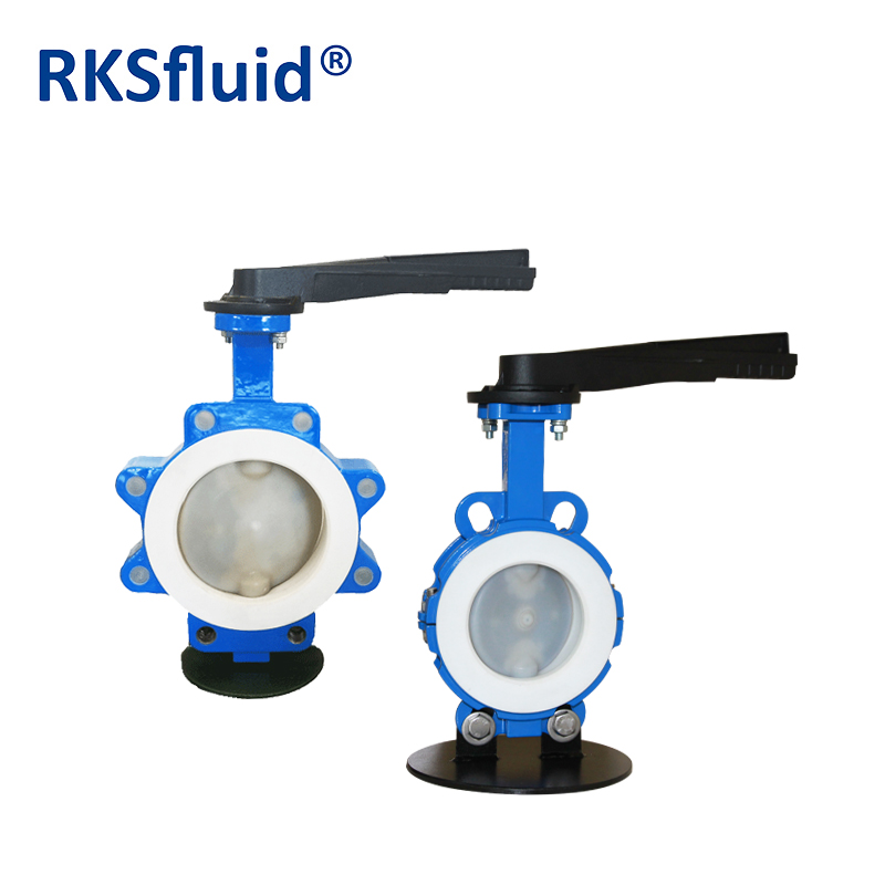 Din Ductile Fer Lever Opreated PTFE Lined Wafer Lug Type Butterfly Valve