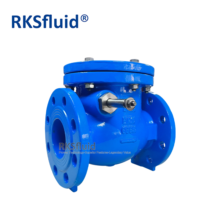 DIN3202-F6 DN80 PN16 ductile cast iron double flange swing check valve with lever and count weight