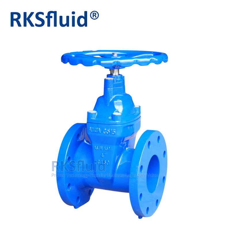 DIN3352 F4 Factory directly rksfluid brand water treatment gate valve ductile iron DN100 PN16 resilient seated flange gate valve