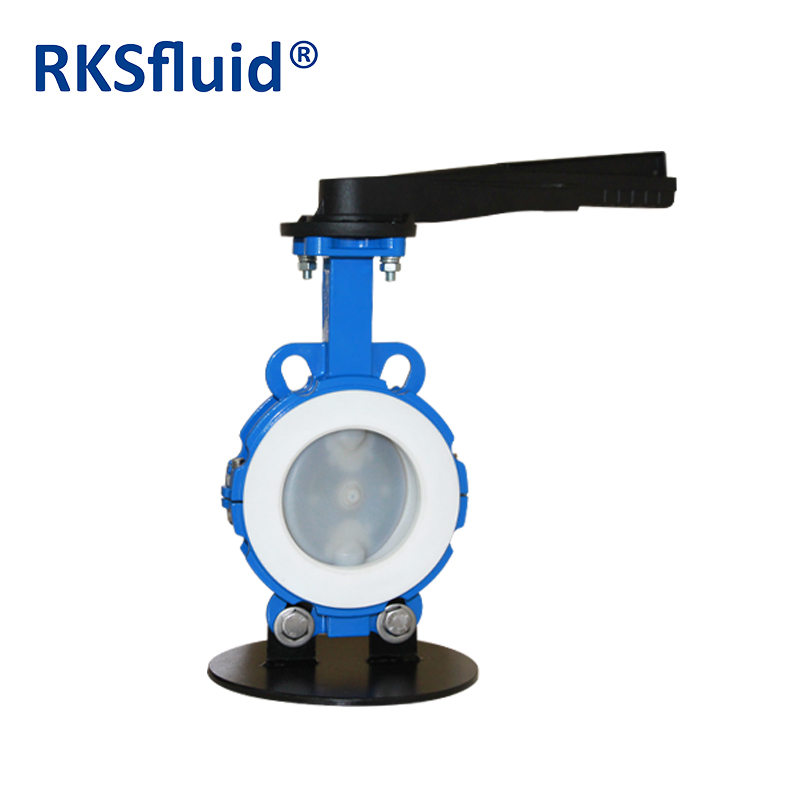 EN WCB ANSI Class 150LB Wafer Lug PTFE Lined Manual Butterfly Valve DN100