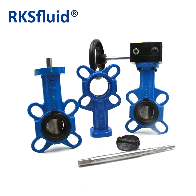 Industrial wafer type butterfly valve worm gear operated butterfly valve