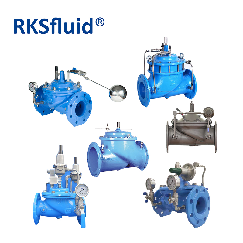 PN10 PN16 Double Flange End Ball Float Valve DI Pressure Relief Reducing Control Valve DN80 DN100 with pressure gauge