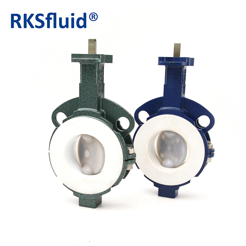 PTFE Lined wafer butterfly valve for food PFA coated disc cast steel butterfly valve
