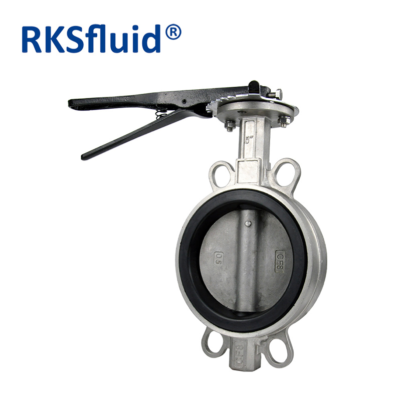 RKSfluid 5 "DN125 150LBのステンレス鋼の延性鋳鉄EPDMシートダブルフランジ工業用バタフライバルブ