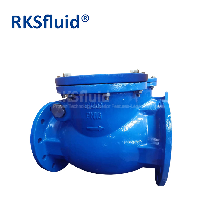 RKSfluid awwa swing check valve ductile الحديد ذو الحواف الصرف الصحي مرنة ختم EPDM NBR