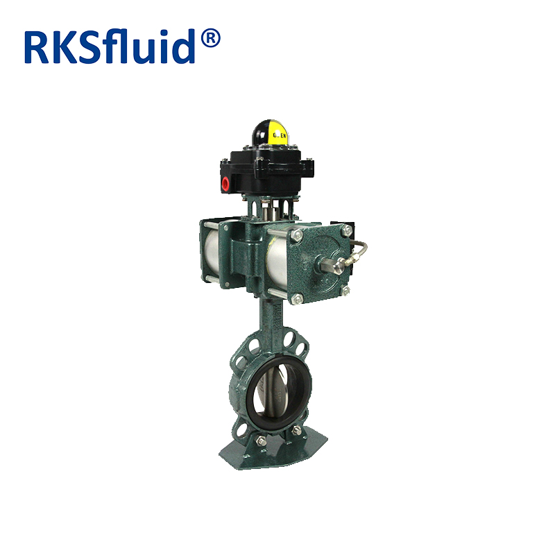 RKSfluid DN50 PN10 웜 기어 스테인레스 스틸 PTFE 장착 웨이퍼 타입 버터 플라이 밸브