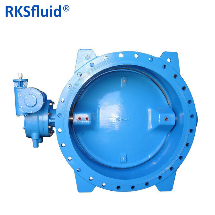 RKSfluid PN16 DN1200 연성 철 더블 플랜지 편심 탄력 착석 버터 플라이 밸브 제조 업체