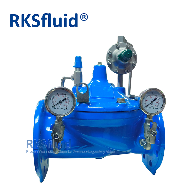 RKSfluid 연성 철 DI 압력 감소 밸브 4 인치 DN100 솔레노이드 제어 밸브