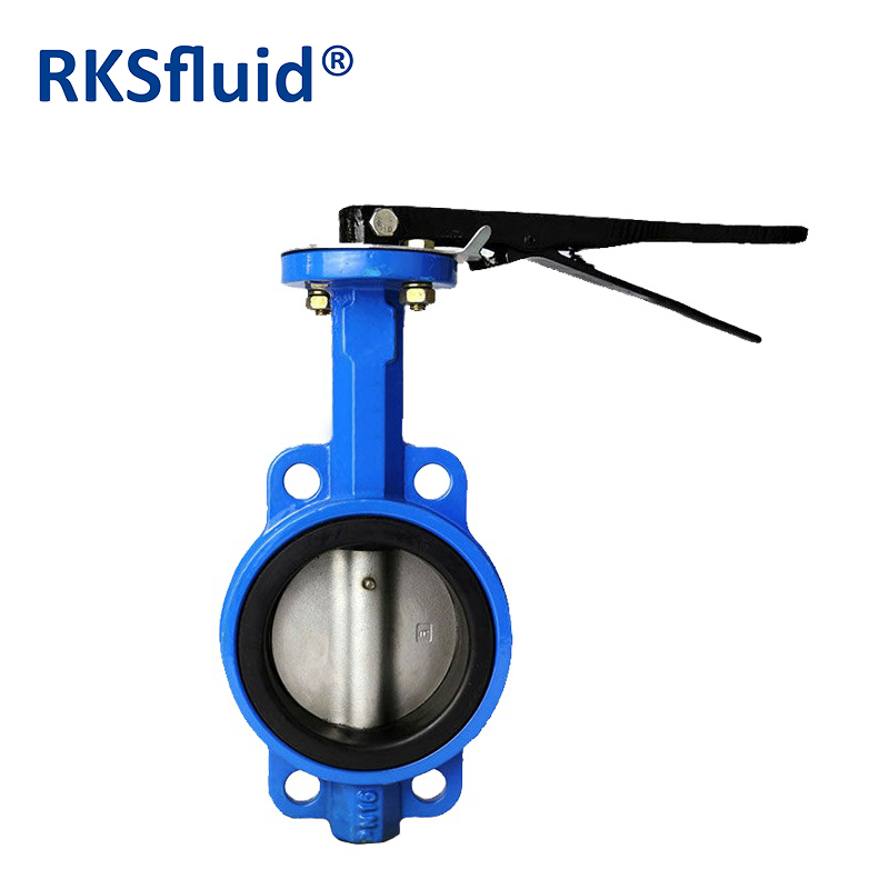 RKSfluid السعر المنخفض الدكتايل الحديد 50 ملليمتر رقاقة نوع مرنة مقعد فراشة صمام مع مقبض رافعة