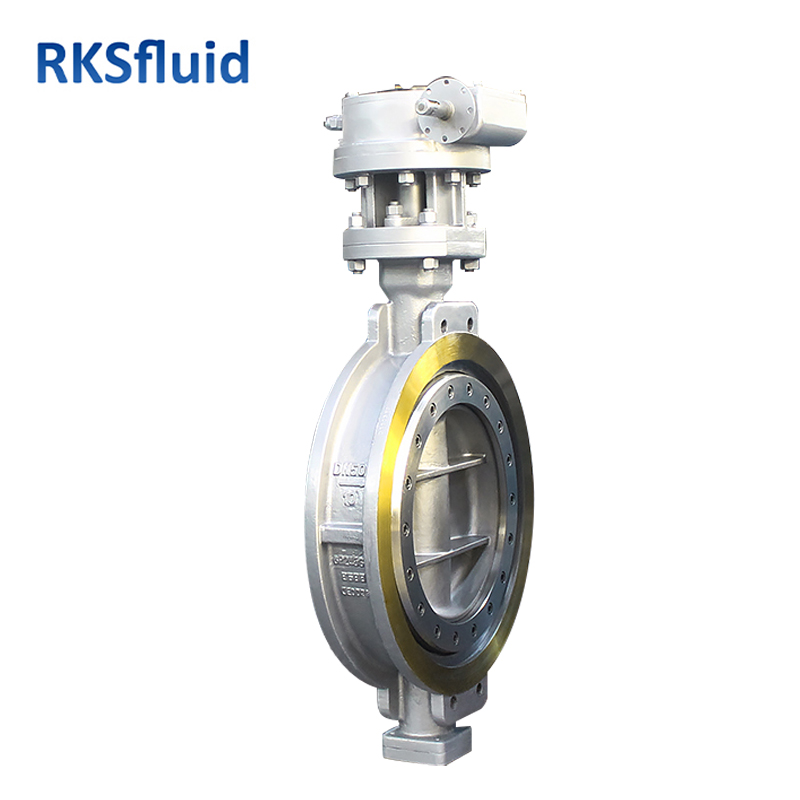 RKSfluid ผู้ผลิตวาล์วอุตสาหกรรม API 609 DN500 PN10 CF8 เหล็กคาร์บอนเวเฟอร์/ลุตประเภทวาล์วผีเสื้อสามราคา