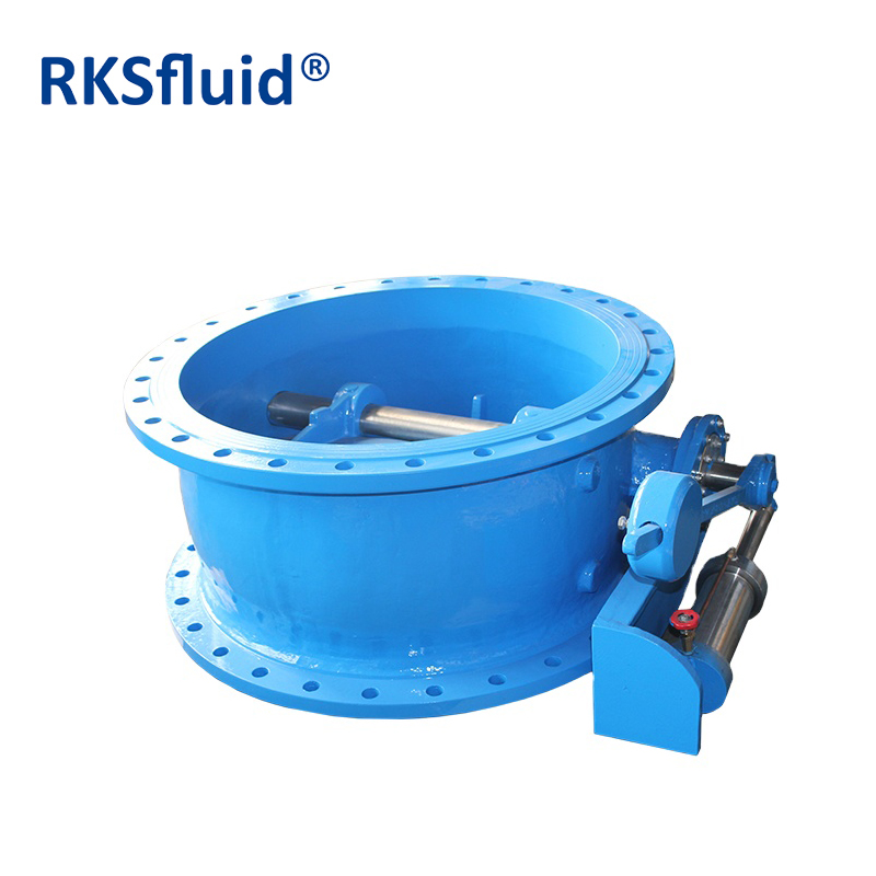 RKSfluid PN10 PN16 연성 아이언 DN100-DN1200 더블 플랜지 틸팅 디스크 나비 버퍼 체크 밸브 공장 가격